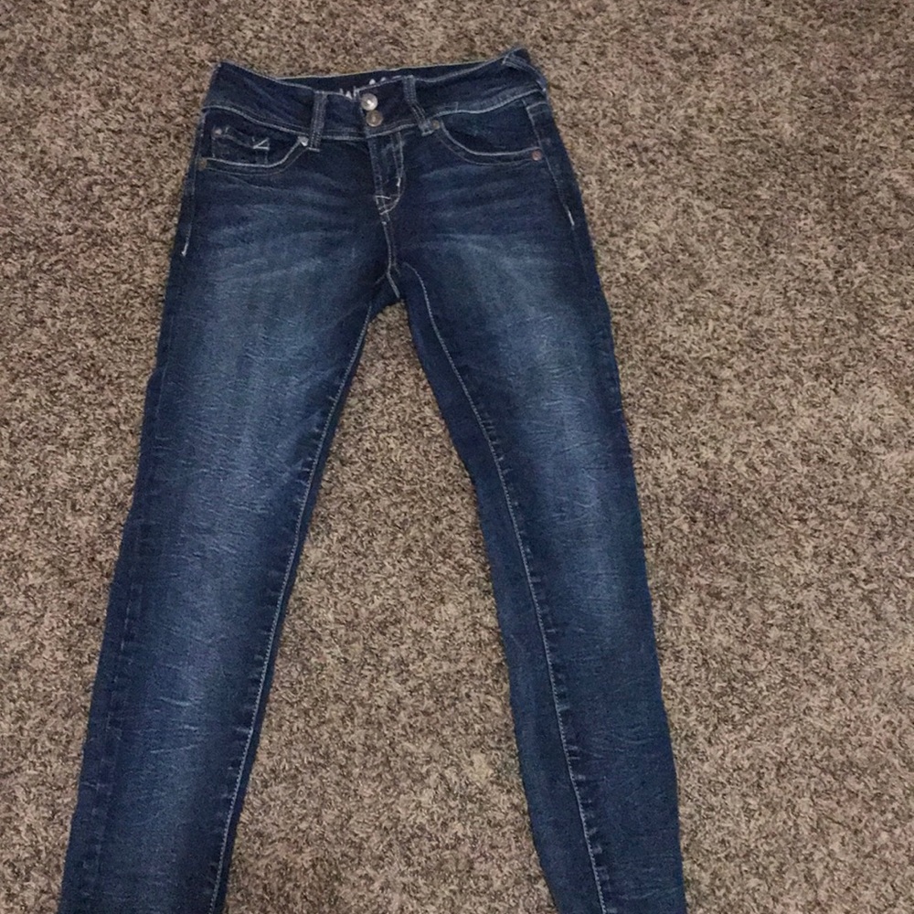 High waisted dark wash jeans